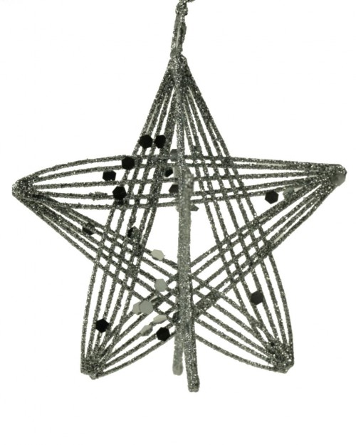 15-250 25cm Stern 3D Linien metall silber