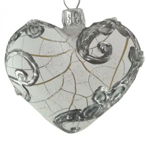 43-793 Heart small Craqule with Pearls white