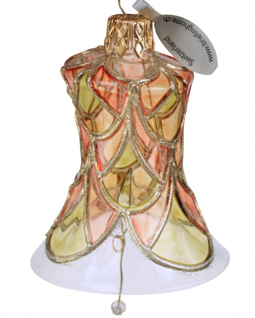 30-747 Bell stained glass angel pink green tranps