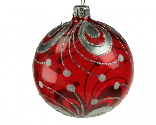 12-091 8cm deco silver white dots red transp