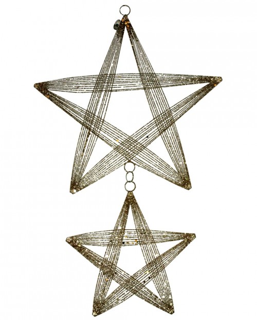 15-269 30+15cm hanging star straight lines metal gold