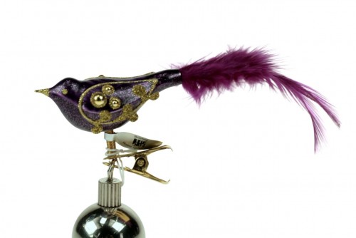 30-769 Oiseau petit ailes or et perles or violet