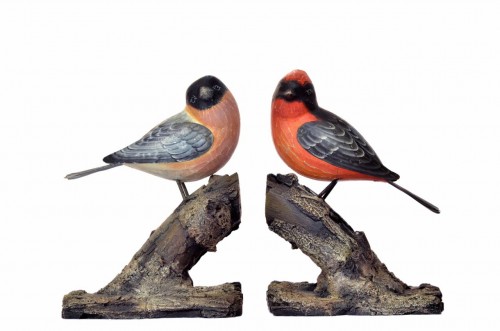 32-196-b Bullfinch/flycatcher pink bookends