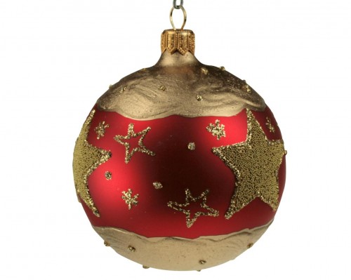 12-087 8cm Star relief gold, red
