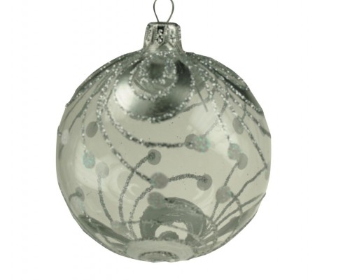 12-090 8cm silver decor white dot transp