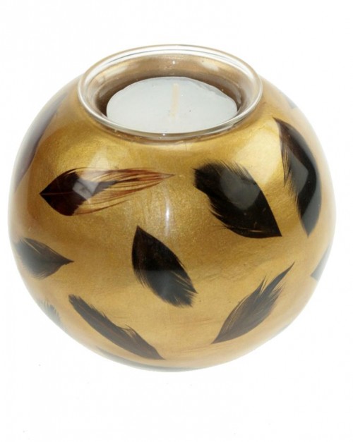 28-034 Tealight feather gold