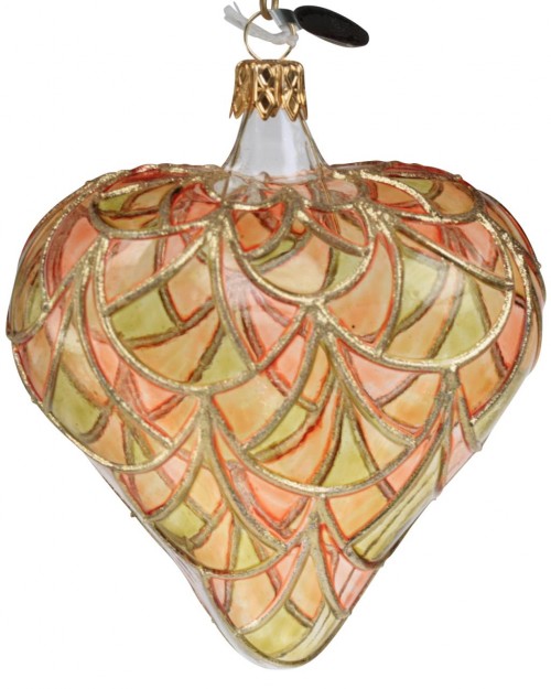 30-746 Cœur  vitrail anges rose vert transp